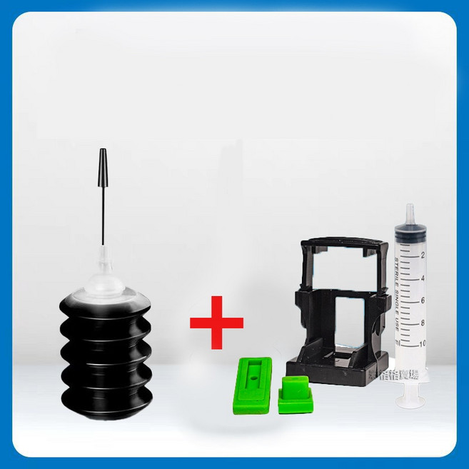 補充墨水 適用於 PG 745XL CL 746XL TR4670 TR4570 MG3070 TS3170, 1支黑色墨水30ML+1套抽墨夾, 1個