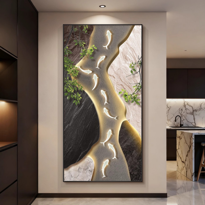 아르테리에 대형 세로 그림액자 돈들어오는 물고기그림 145cm까지, 딥셰도우