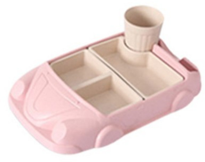 아이엠듀 유아 식판, 핑크, 식기 2p + 우유컵 + 자동차 받침대, 1세트