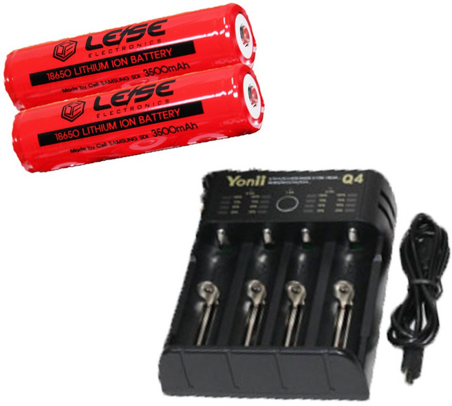 삼성 18650 3500mAh 충전지 2알 + 4구 충전기, 1개, 1개입