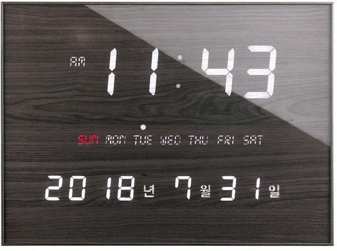 국산 루나리스 FM수신 LED 디지털 전자벽시계 집들이 개업시계 개업선물 무소음 벽걸이led시계, 체리블랙 (JSLIBL14)