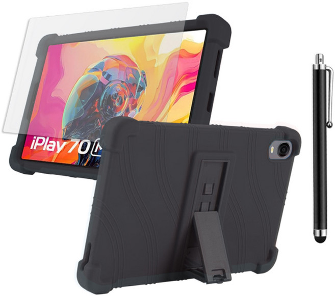 ALLDOCUBE Iplay70 Mini Turbo 거치대 범퍼 케이스 + 저반사 매트 필름 + 터치펜, BLACK, 1개