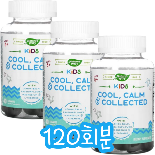 네이쳐스웨이 어린이 쿨 캄 & 콜렉티드 포도 맛 구미, 1개, 120회분
