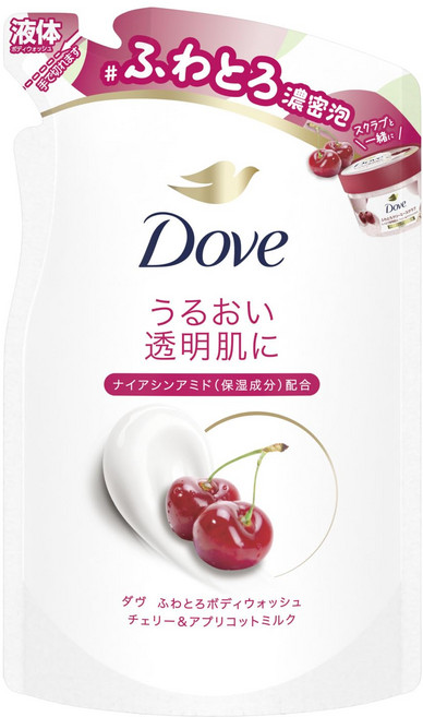 도브 바디워시 폭신폭신한 바디비누 체리 앤 살구 향기 리필 340g