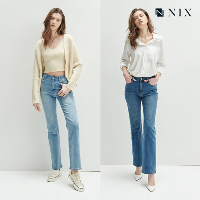 닉스 NIX 여)지그재그 자수 부츠컷 데님팬츠(HNPSDDF503P)