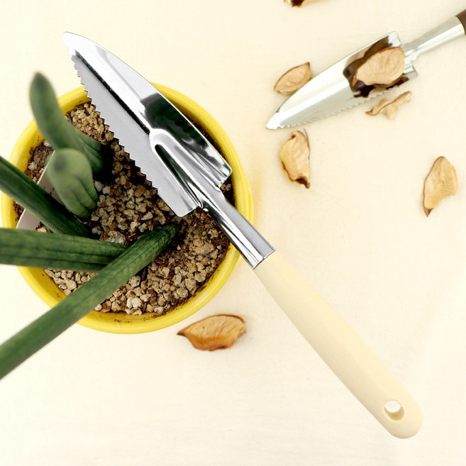 일본 에코 톱니 미니 모종삽 분갈이 이식삽 원예도구, 아이보리, 1개