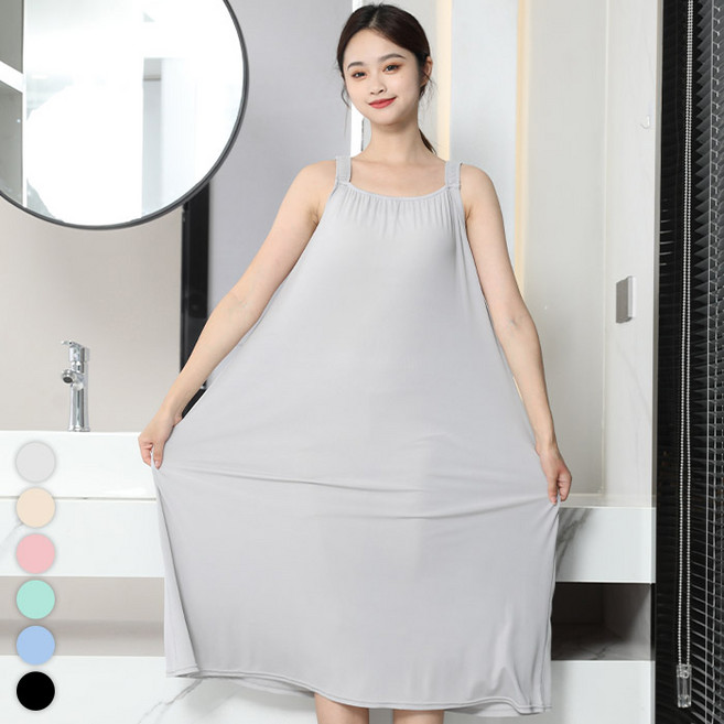 텐클로 빅사이즈(44~130까지) 여성용 오버핏 냉감 쿨 스판 민소매 A라인 롱 원피스