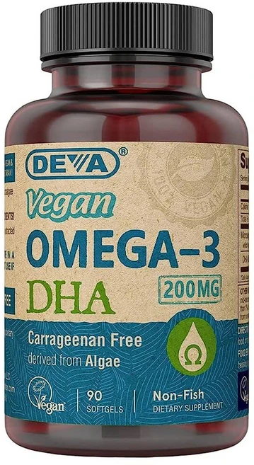 DEVA 비건 오메가-3 DHA 보충제 - 하루에 한 번 소프트젤 200MG - 카라기난 프리 - 젤라틴 프리 - 생선 없음 - 조류 오일 - 오메가-3 지방산 - 소프트젤 9, 1개, 90정 - 쿠팡