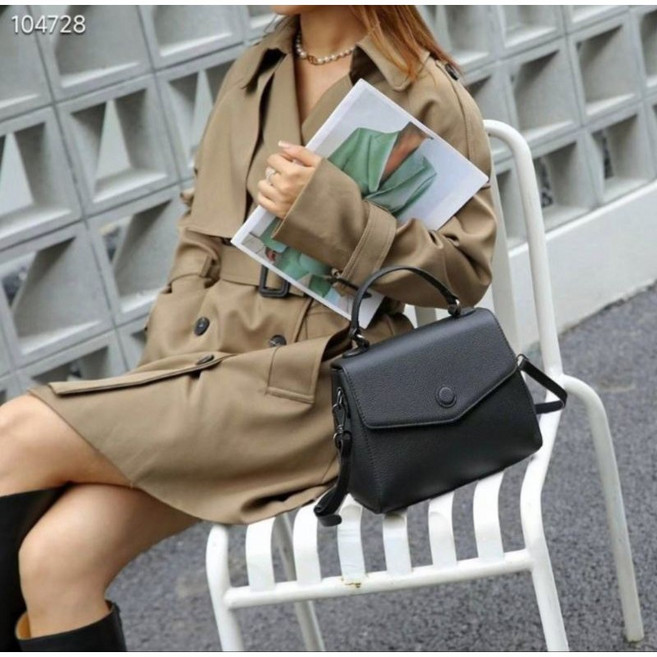 頭層牛皮 手提包 斜背包 翻蓋式 素面, 8208黑