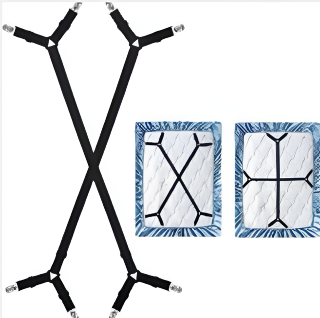 모어벨 침대 시트 커버 밀림방지 고정집게 스트랩 클립, 2개, 블랙