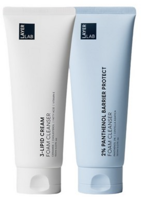 [본사정품출고] [레이어랩] 클렌저 세트 (세라마이드 (약산성 흰색) + 판테놀 (약알칼리 파란색)), 1개, 150g