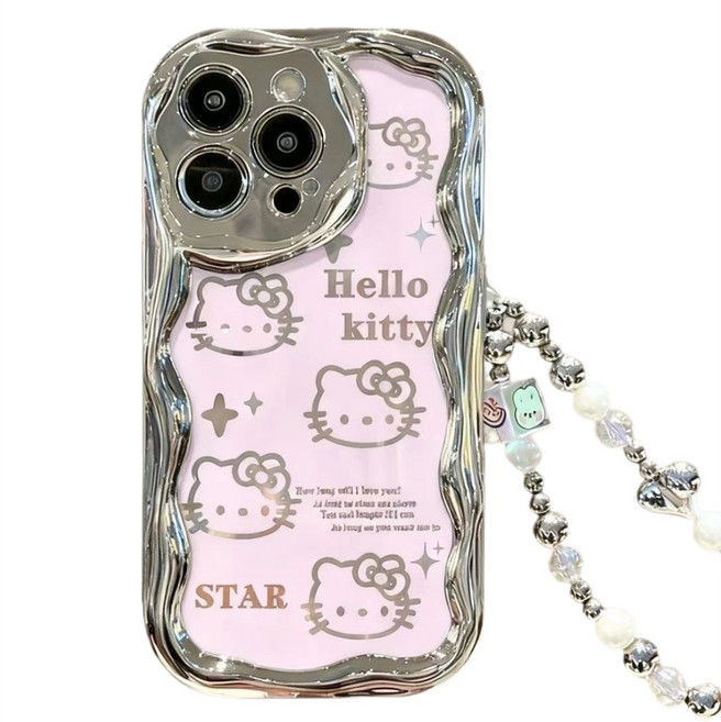 갤럭시 A06 A16 A26 A36 A13 실버 물결 웨이브 귀여운 캐릭터 스트랩 케이스 D266