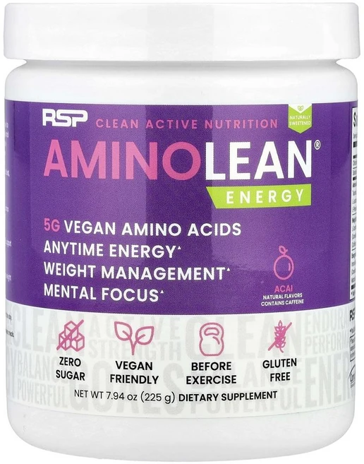 RSP 뉴트리션 아미노린 에너지 아사이 RSP Nutrition AminoLean® Energy Acai 225g, 1개 - 쿠팡
