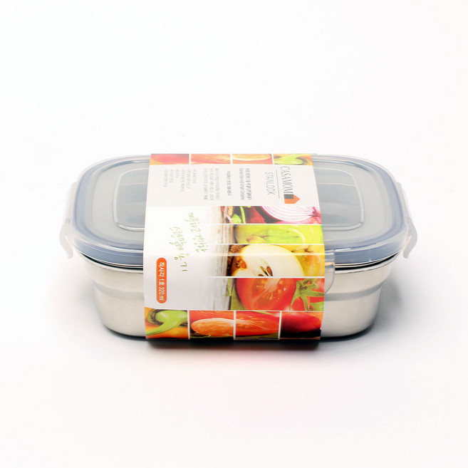 까사맘 스테인레스 밀폐용기 반찬통 그레이 1호 320ml, 1개