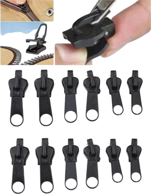 GLBO금속 지퍼머리 세트 셀프수선 지퍼고리ZIPPER14, 12개, 블랙Black(XRG01)