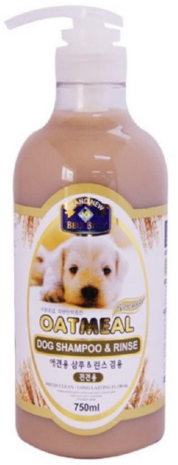 애견 건조피부 진정 보습 오트밀 샴푸린스 강아지올인원 강아지청결 퍼피샤워 털관리, 750ml, 1개