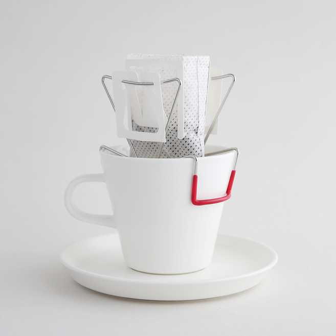 비에메종 뉴디자인 드립체어(린넨 파우치 포함) 드립백거치대 드립백커피 홀더, M 레드, 1개