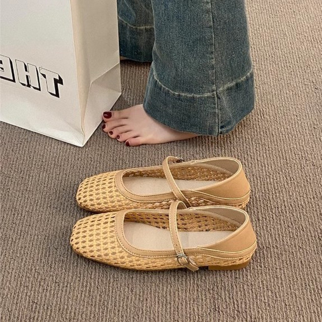 POMTOR 여성 여름 메리제인 슈즈 망사 발편한 통기성 버클 꺽어신을수 있는 샌들 슬리퍼