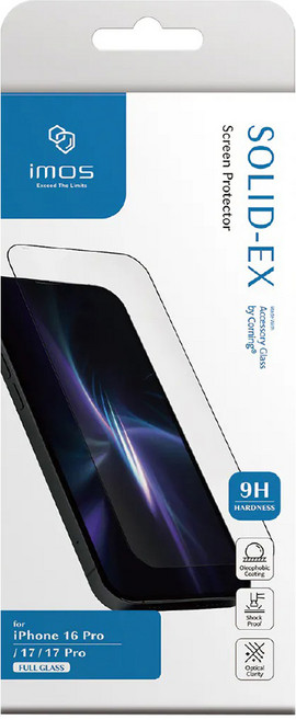 imos iPhone 16 Pro 9H 康寧 Corning 螢幕保護貼 滿版 黑邊 玻璃保護貼 亮面 2.5D, 1個