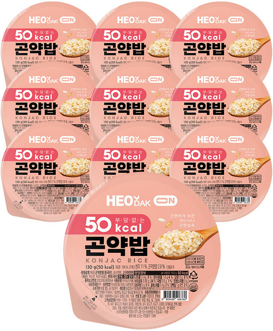 허닭ON 저칼로리 50kcal 실온 즉석 곤약밥, 10개, 130g
