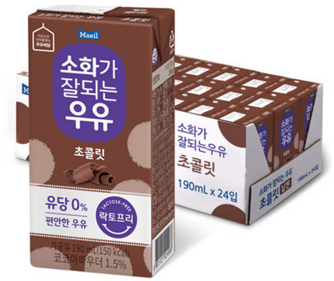 소화가 잘되는 우유(락토프리) 멸균 초콜릿, 1개, 190ml