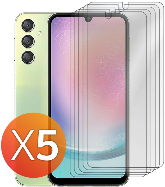 넥스트모바일 1+1+1+1+1 갤럭시 A24 지문 항균 평면 액정 보호 PET 필름, 5개