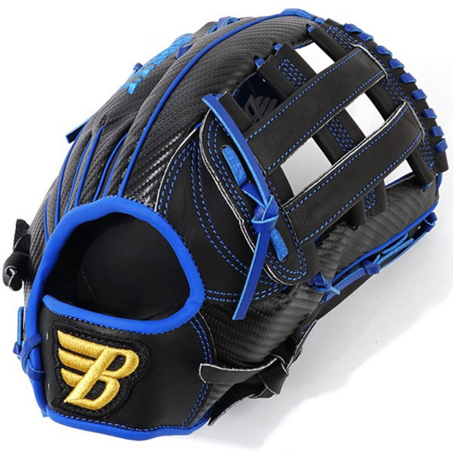 브렛 외야수 글러브 PD-130 쌍십자웹 (블랙+블루) 13인치 좌/우, 우투용(왼손착용), 1개