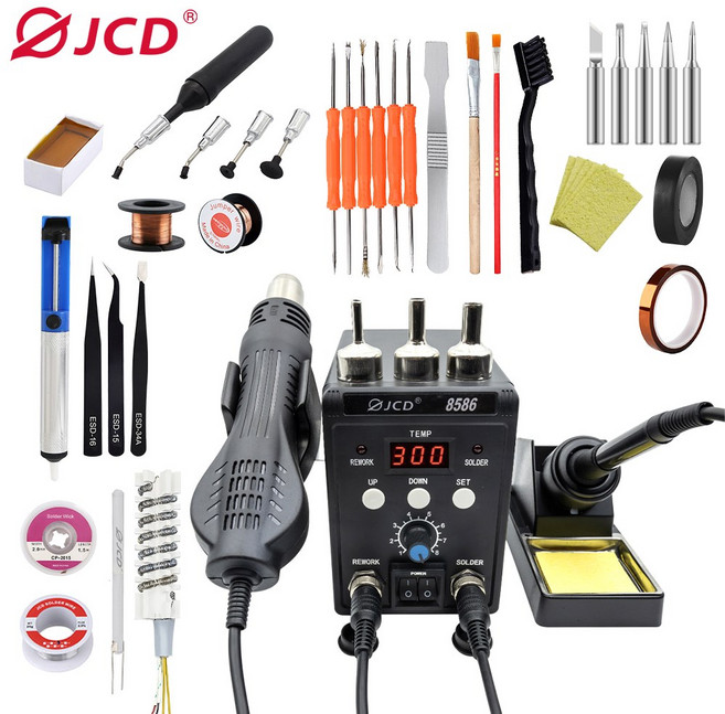 다리미 2 8586 ESD 재작업 에어 납땜 SMD in 건 디스플레이 수리 디지털 JCD LCD 110V 도구 용접 스테이션 핫 1 220V, 3)8586 KIT2 - 110V US PLUG, 1개
