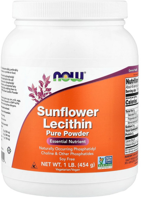 Now Supplements 나우푸드 해바라기 레시틴 효능 분말 - 포스파티딜 콜린 이노시톨 (454g), 454g, 1개