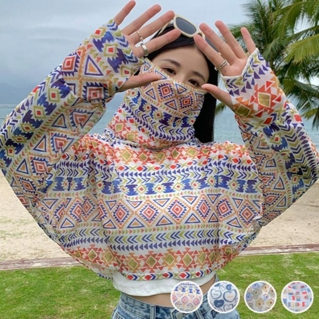 다잇템 여자 여름 야외 활동 자외선 차단 마스크 넥워머 볼레로 가디건
