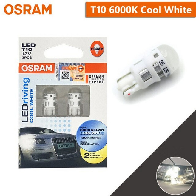 osram led t10 w5w 194 signal light le driving standard 2880 led 자동차 표시등 전구 인테리어 램프 레드 앰버 화이트 2pcs, 2880CW 쿨 화이트, 2개