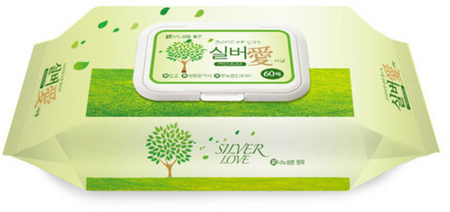 실버애 대형 물티슈 60매 캡형(40g 30x20mm)10팩, 10세트