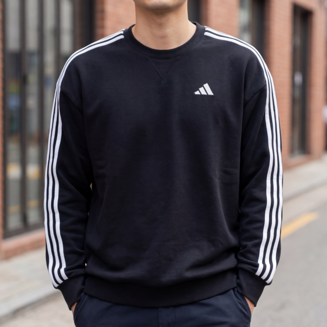 아디다스 3SEP 루즈핏 맨투맨 남성 여성 공용 프렌치테리 오버사이즈 스웨트 셔츠 블랙