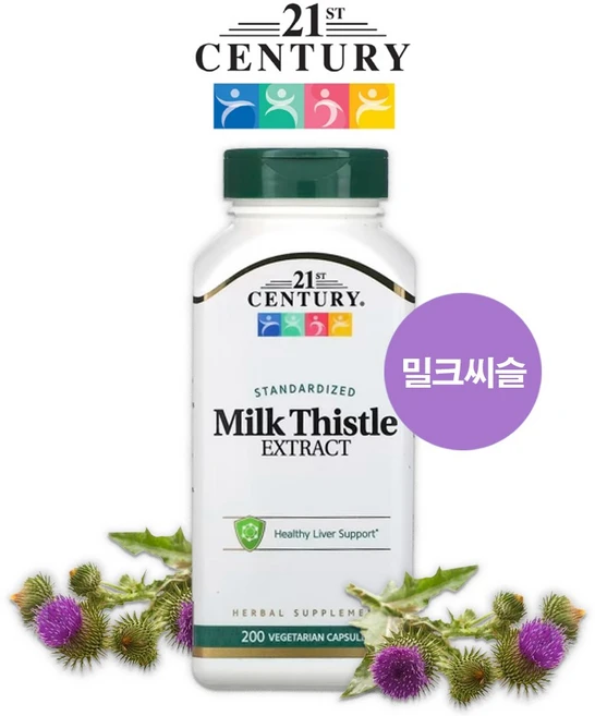 21세기 센츄리 밀크씨슬 추출물 200정 밀크 시슬 씨즐 밀크시즐 실리마린 엉겅퀴 효능, 기본, 1개 - 쿠팡