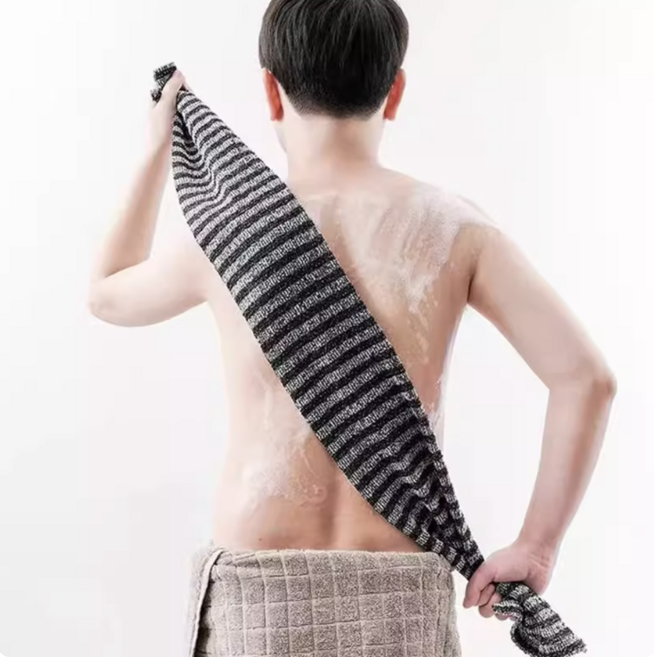 루바르 시원하게 각질제거 남성전용 와이드 때타올, 1개, 1개입, 블랙화이트