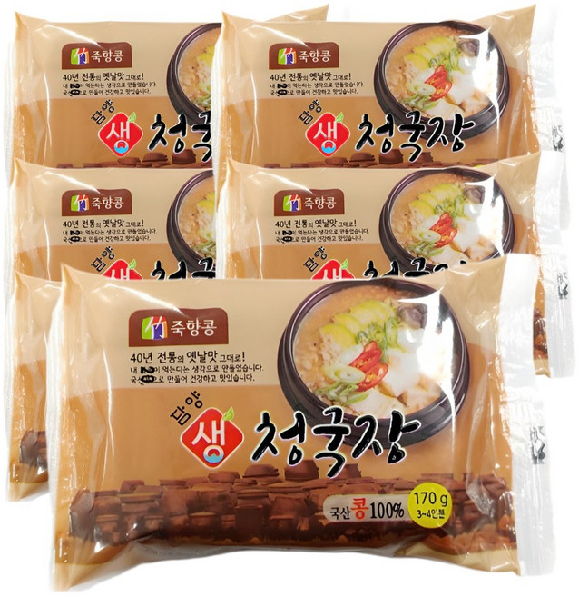 40년 전통의 국내산 담양 죽향콩 생 청국장 170g 냄새없는 아기 청국장, 12개