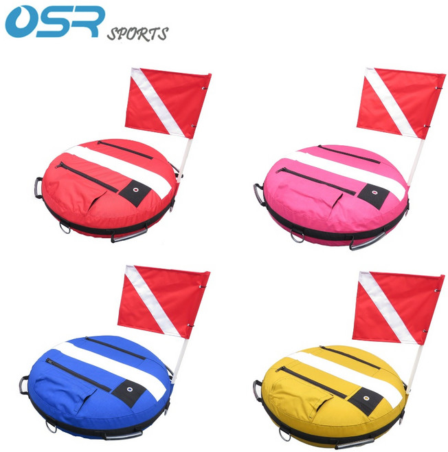 다이빙 부표 깃발포함 대형 플로트 안전마크 원형 표시 표면 신호 매트, 한 사이즈, 다크 퍼플 부표