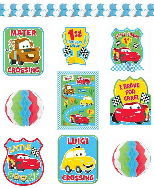 [5] Zooming 디즈니 카 첫 번째 생일 파티 다양한 방 장식 키트 멀티 종이 9피스, [5] Zooming 디즈니 카 첫 번째 생일 파티 다