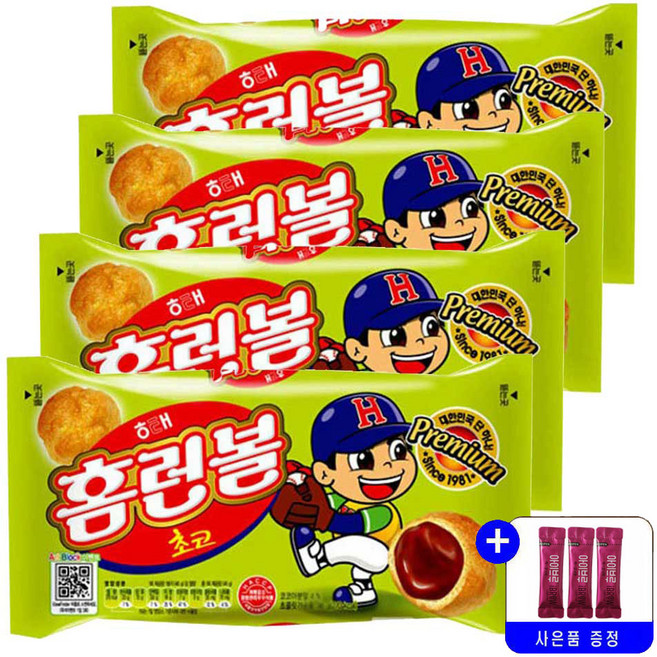 해태 홈런볼 초코 대용량 묶음행사+사은품, 128g, 4개