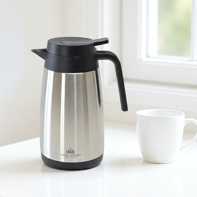 베스트데코 스텐진공 커피포트 1L 보온병 보온포트, 스텐진공포트_실버