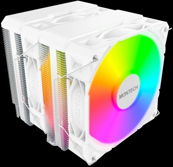 MONTECH 君主 NX600 ARGB 白色 6導管雙塔雙風扇散熱器 支援多平台, 1個