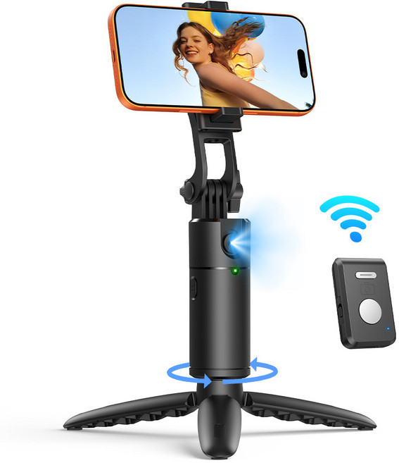 NICESUN AI 360도 오토 트래킹 스탠드 블루투스 파노라마 휴대폰 삼각대 셀카봉 Z19, 블랙, 1개