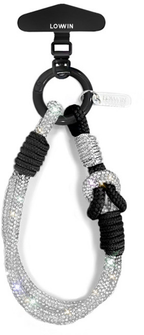로윈 큐빅 손목스트랩 메탈 태그홀더 크리스탈 핸드폰스트랩, 1개, 메탈블랙-블랙