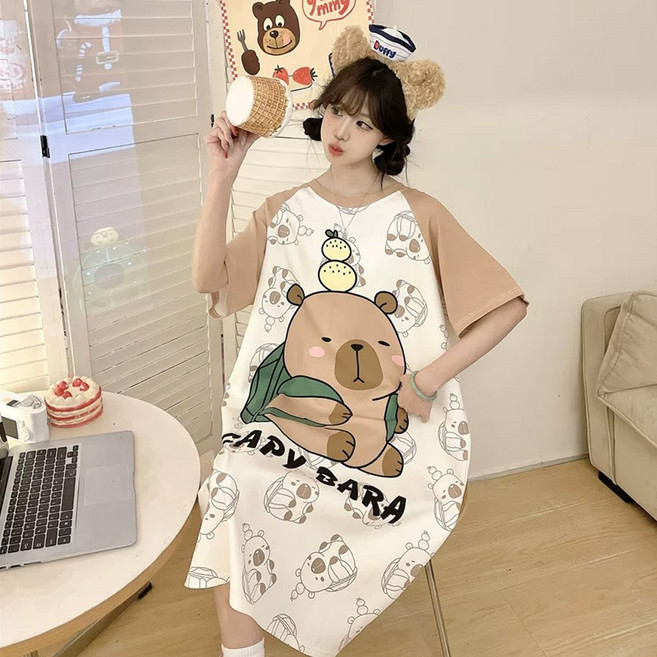 <동성무역> S-035 헬로키티 카피바라 홈웨어 원피스 2종