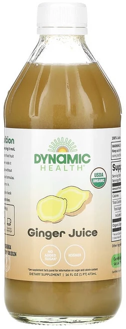 Dynamic Health 유기농 인증 생강 100% 즙 무가당 16 fl oz(473 ml) DNH-22591, 1개, 1, 473ml - 쿠팡