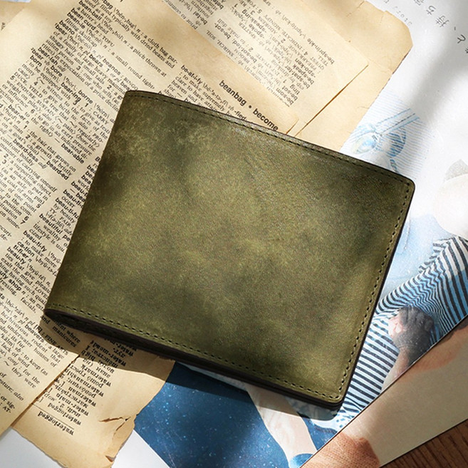 마뜨 이태리 천연소가죽 푸에블로 이니셜 각인 수제 남성 반지갑