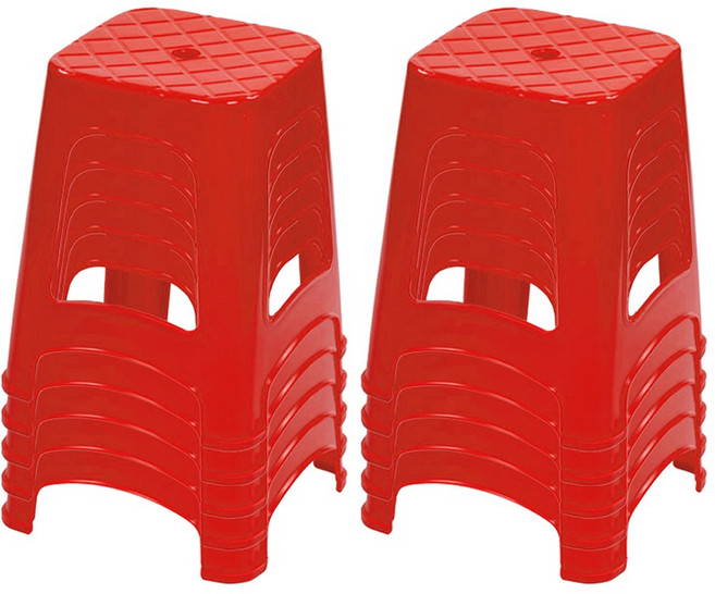 플라스틱의자 튼튼의자 야외의자 행사 편의점 포장마차 간이용 보조 10개, 레드