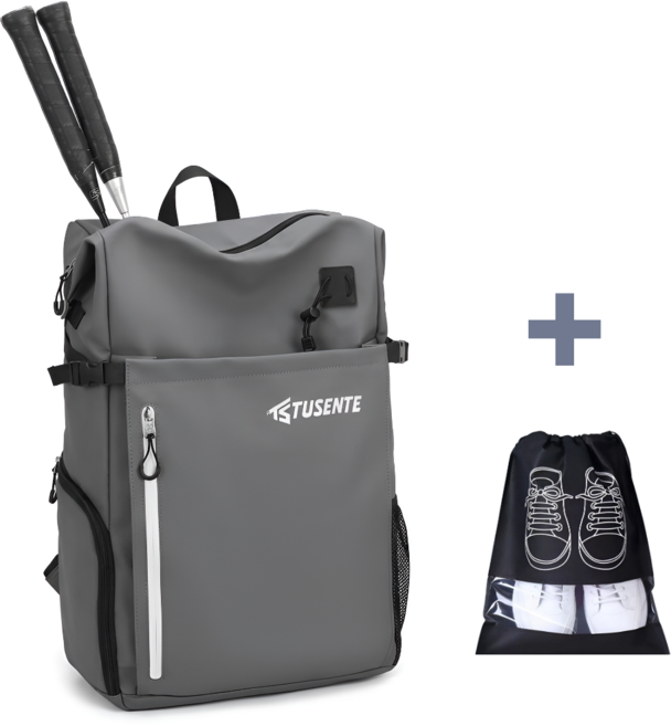 리소이아 대용량 배드민턴 테니스 백팩 여행용 노트북 겸용 방수 가방, 1개, 그레이