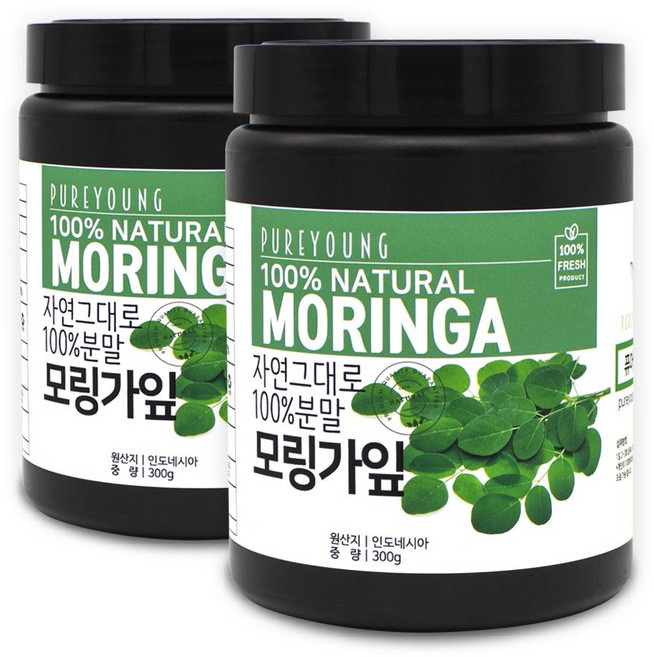 퓨어영 모링가 분말 가루 300g, 2개