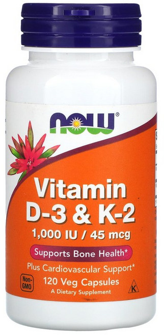 나우푸드 비타민 D-3 & K-2 1000IU / 45mcg 베지 캡슐, 120정, 1개